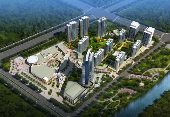 < Rendering of the Completed Project >