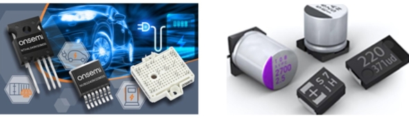 Example of products handled by OSE (left: onsemi products right: Panasonic Industry products)